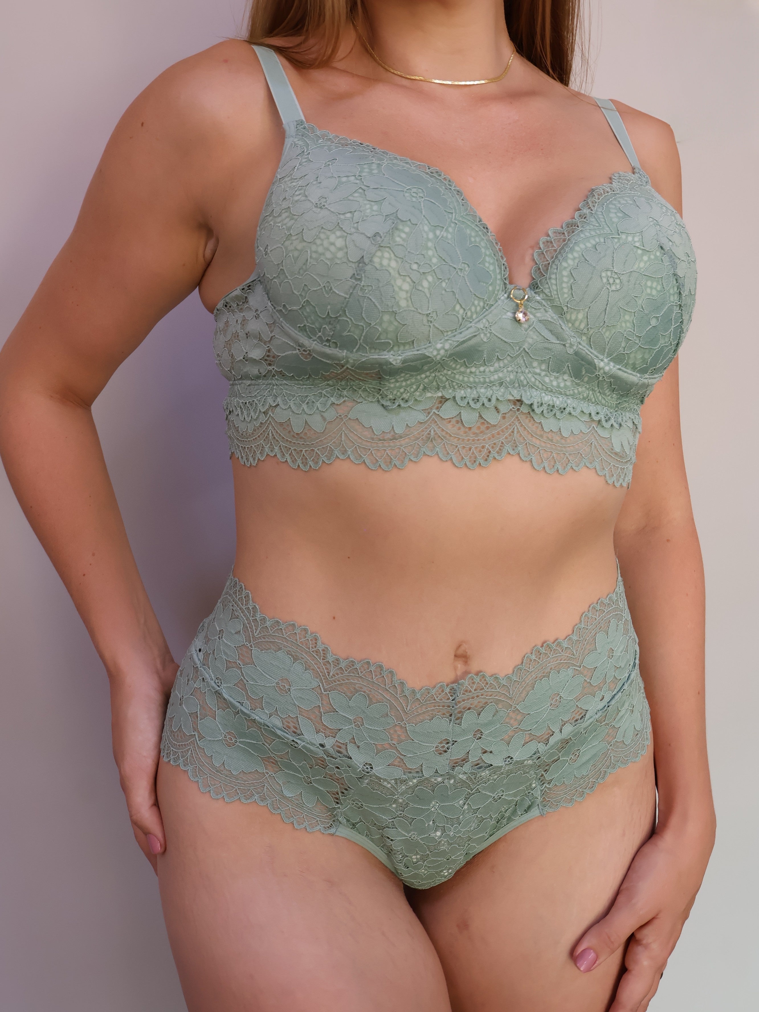 Conjunto renda turquesa